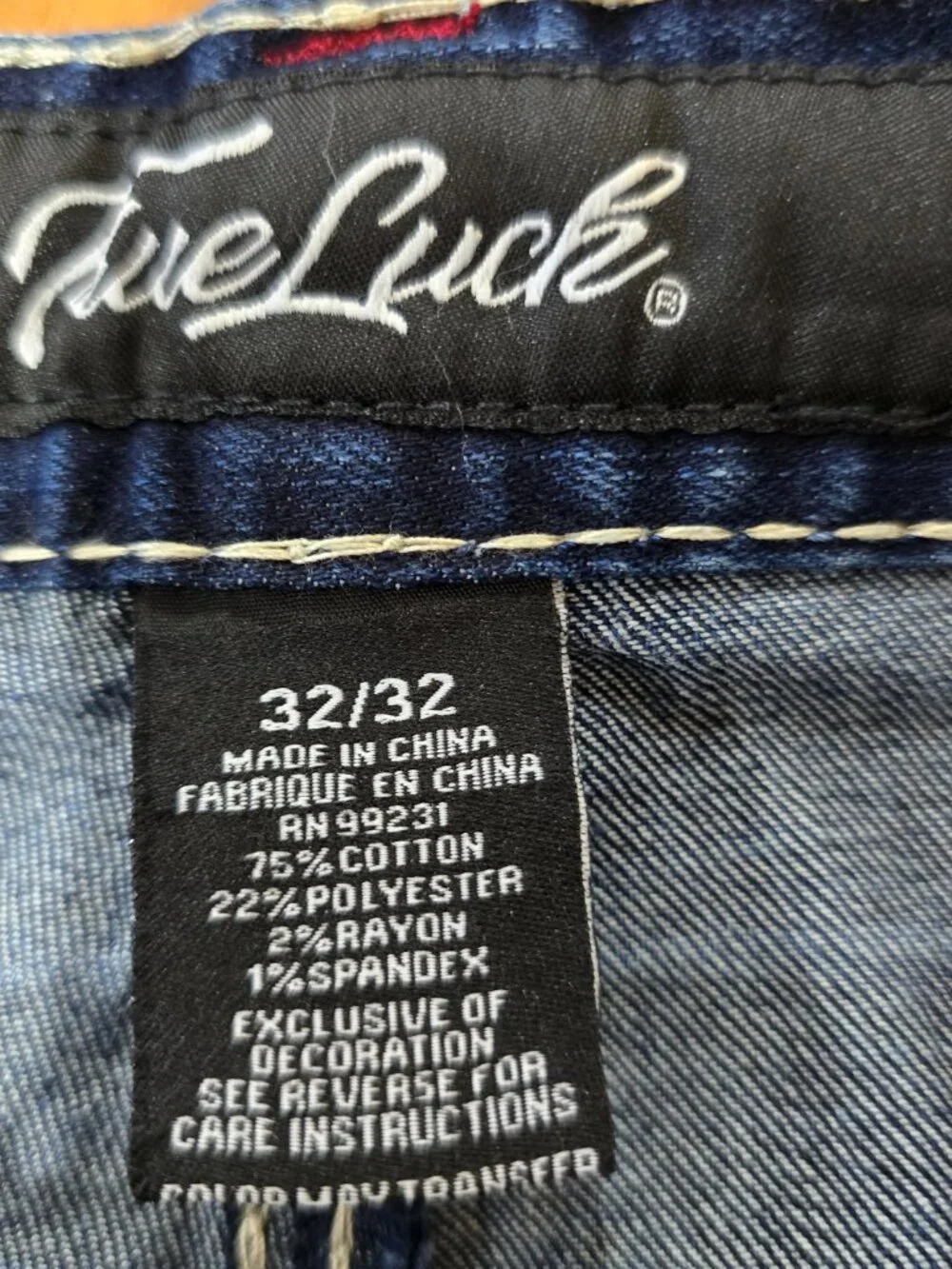 True‎ Luck Men's Classic Stretch Straight Jeans Sz 32x32 Embroidered Pocket NWT